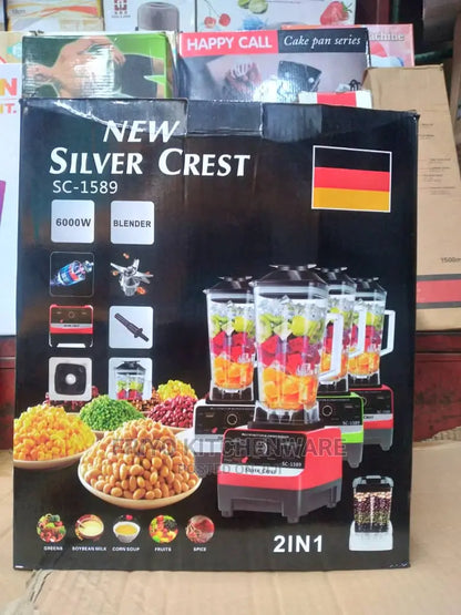 Silver Crest Heavy Duty Commercial Grade Blender With 2 Jars Smoothies Crusher and Shakes