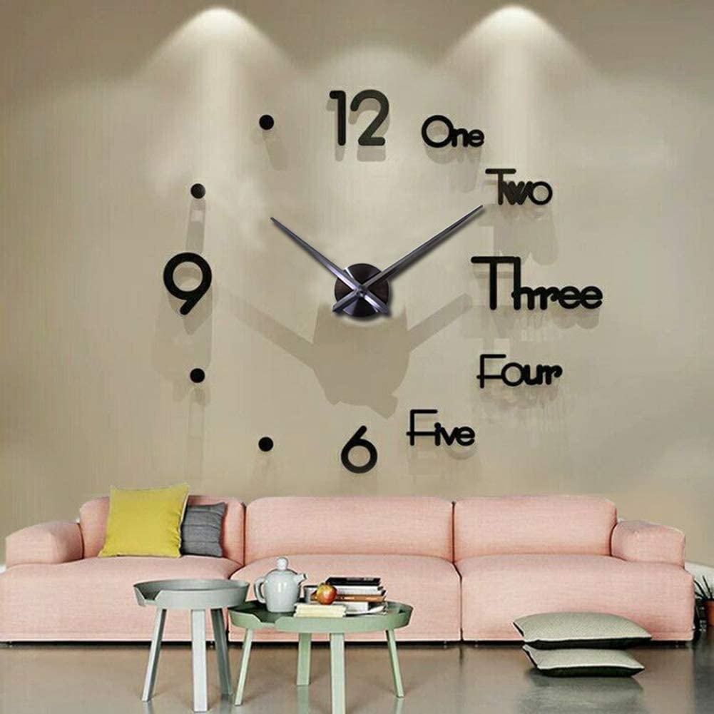 Large 3D DIY Wall Clock for Living Room, Bedroom, Office