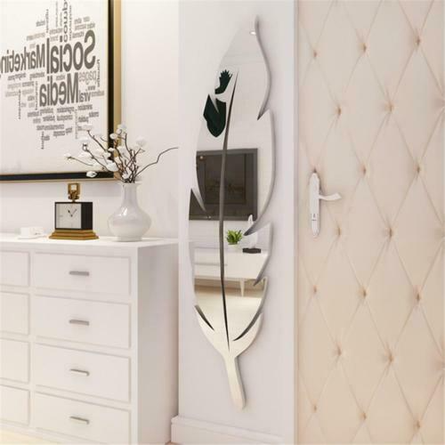 3D Acrylic Leaf Mirror Wall Art 30cm x 120cm