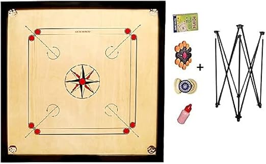 TS PLAYY Professional Carom Board 32 Inch Matte Finish with Free Coins, Striker and Boric Powder Essalan Shop