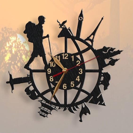 Woman or Man, Backpacking Traveler Clock