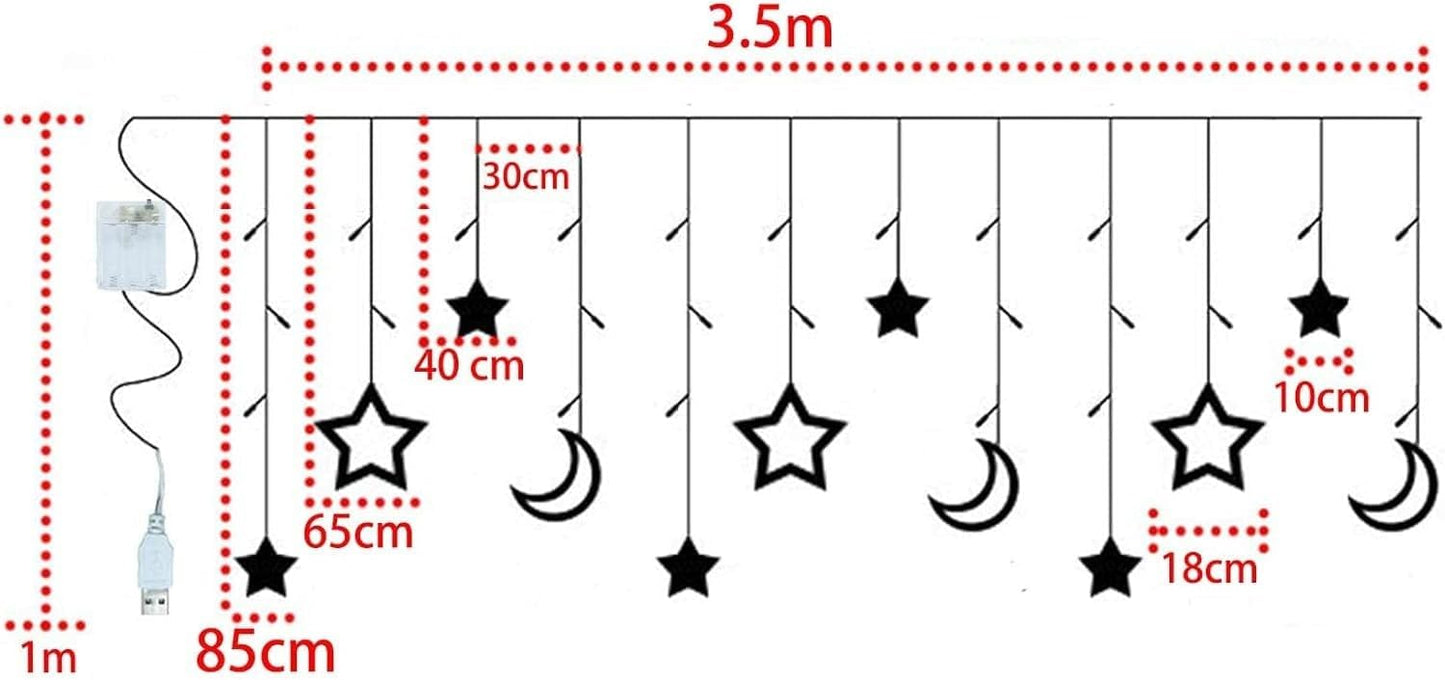 Moon Star LED Curtain String Light Warm White My Store