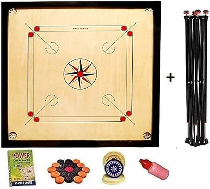 TS PLAYY Professional Carom Board 32 Inch Matte Finish with Free Coins, Striker and Boric Powder Essalan Shop