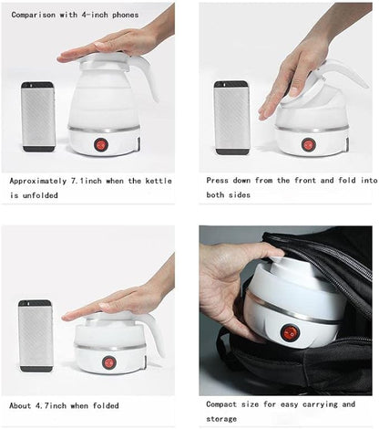 Travel Foldable Electric Kettle, Collapsible Food Grade Silicone Small Kettle Boiling water Essalan Shop