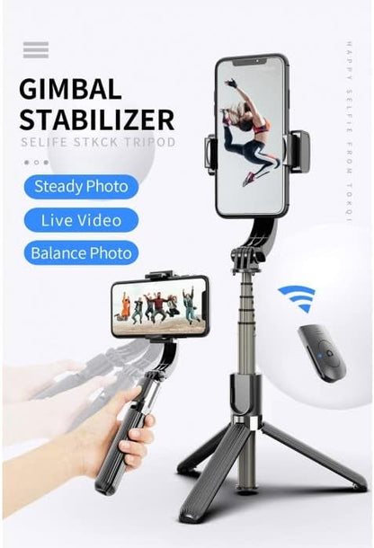 SKPM L08 Gimbal Stabilizer Bluetooth Selfie Stick with Remote Control Tripod Foldable Support Horizontal and Vertical Shooting for Smart Phone Essalan Shop