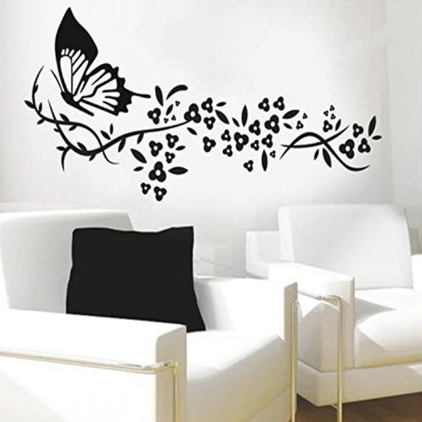 Wall Art Butterfly With Flowers