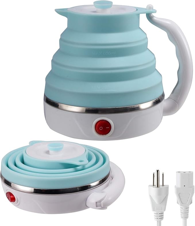 Travel Foldable Electric Kettle, Collapsible Food Grade Silicone Small Kettle Boiling water Essalan Shop