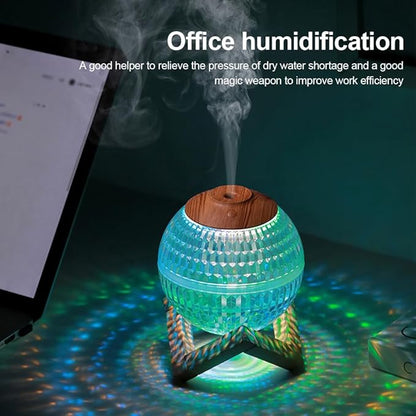 Humidifiers for Bedroom RGB LED Mini Colorful Night Light Crystal Ball Humidifier 6H Auto-off 450ml USB Type-C Powered Silent Portable Nano Mist Air Humidifier with Base for Bedroom Nursery Office Essalan Shop