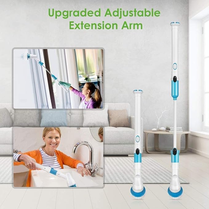 Electric Spin Adjustable Scrubber Extension Handle Cordless Cleaning Brush Essalan Shop