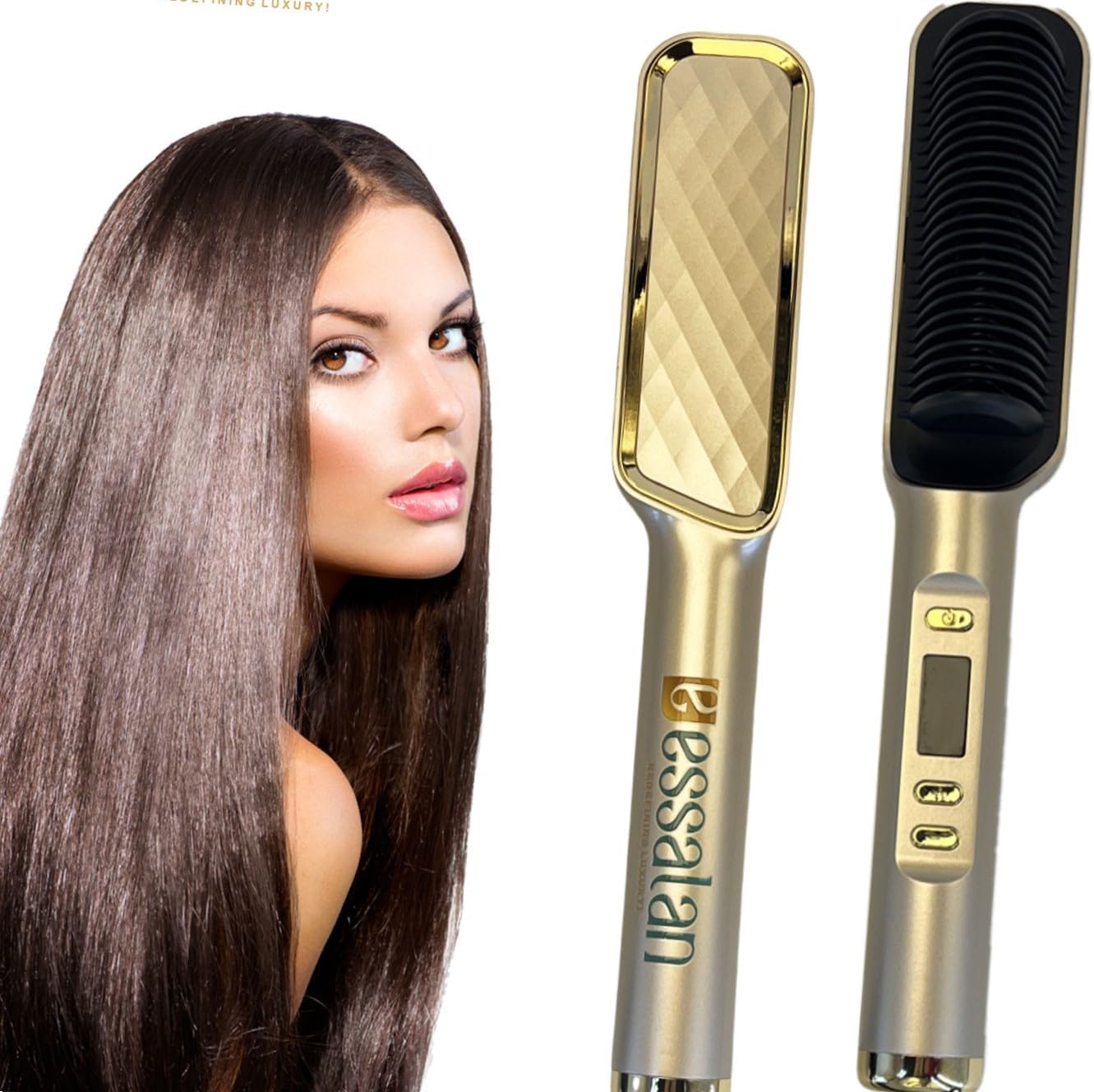 Essalan 3-in-1 Hair Straightener Brush with Built-in Comb Essalan Shop