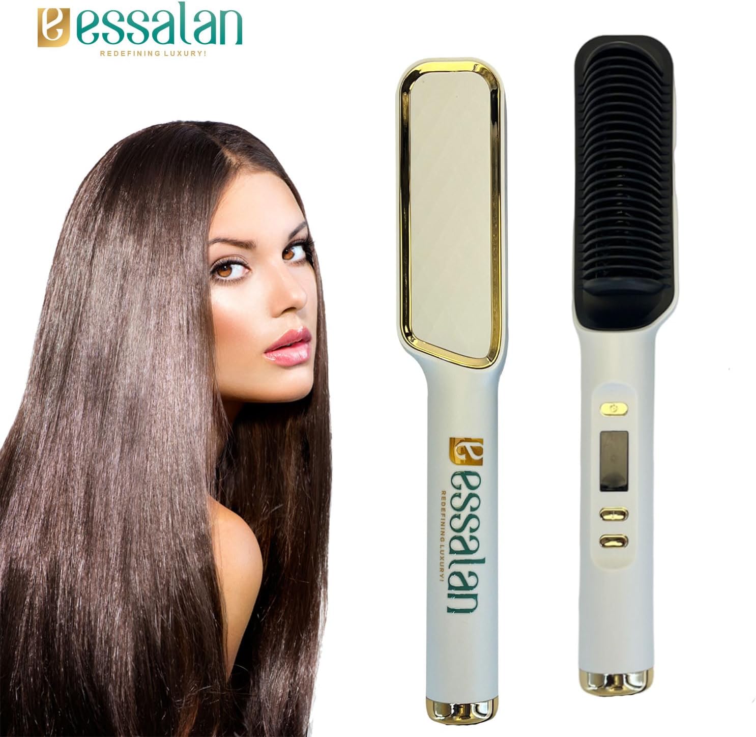 Essalan 3-in-1 Hair Straightener Brush with Built-in Comb Essalan Shop