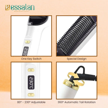 Essalan 3-in-1 Hair Straightener Brush with Built-in Comb Essalan Shop