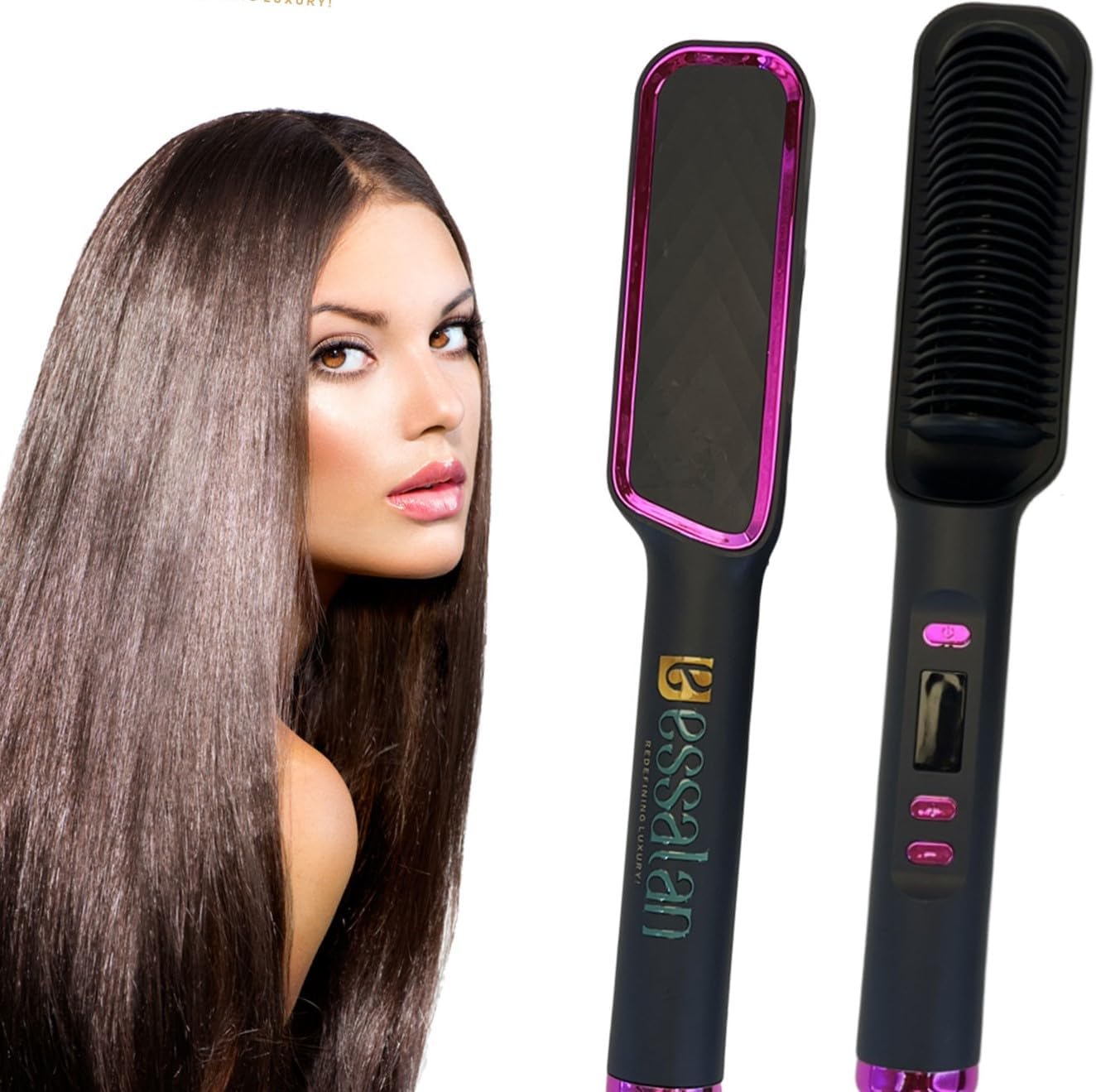 Essalan 3-in-1 Hair Straightener Brush with Built-in Comb Essalan Shop