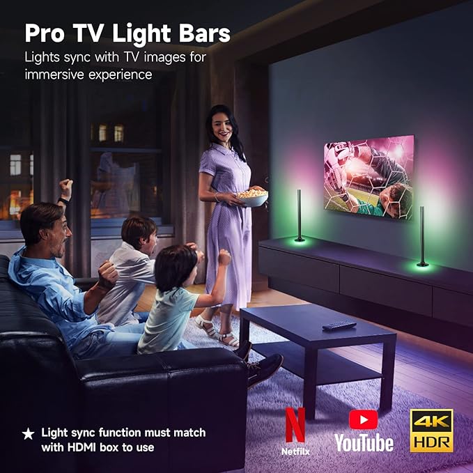 Smart LED Light Bars, RGB Light Bar TV Ambient Lighting, WiFi TV Backlights with Music Sync for Gaming, Party, PC, TV, Room Decor Essalan Shop