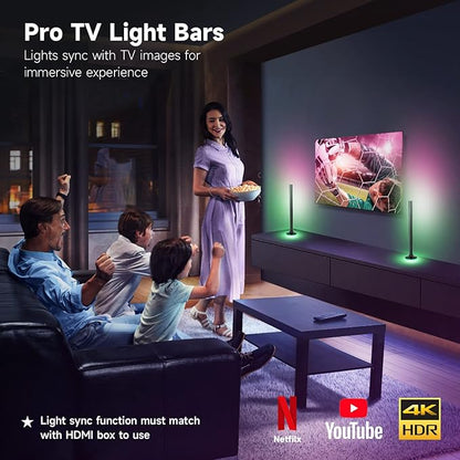 Smart LED Light Bars, RGB Light Bar TV Ambient Lighting, WiFi TV Backlights with Music Sync for Gaming, Party, PC, TV, Room Decor Essalan Shop