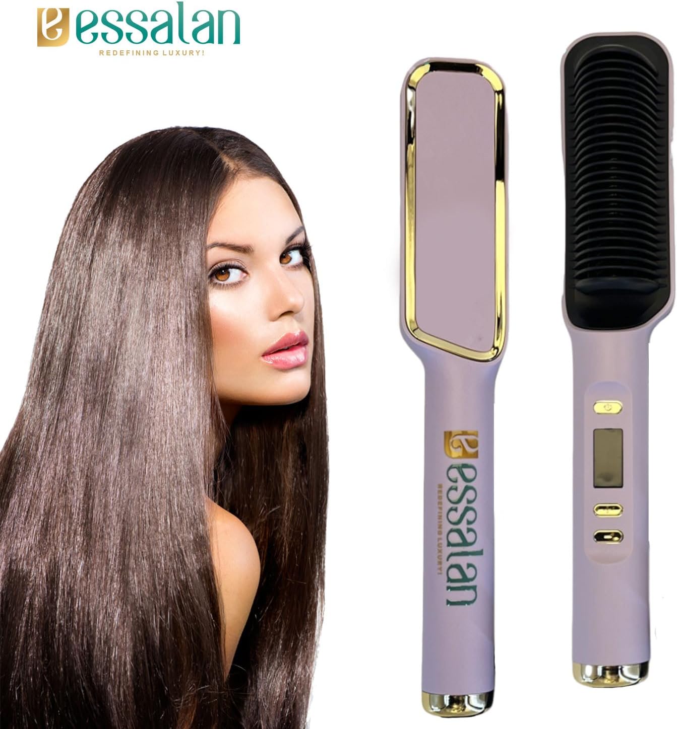 Essalan 3-in-1 Hair Straightener Brush with Built-in Comb Essalan Shop