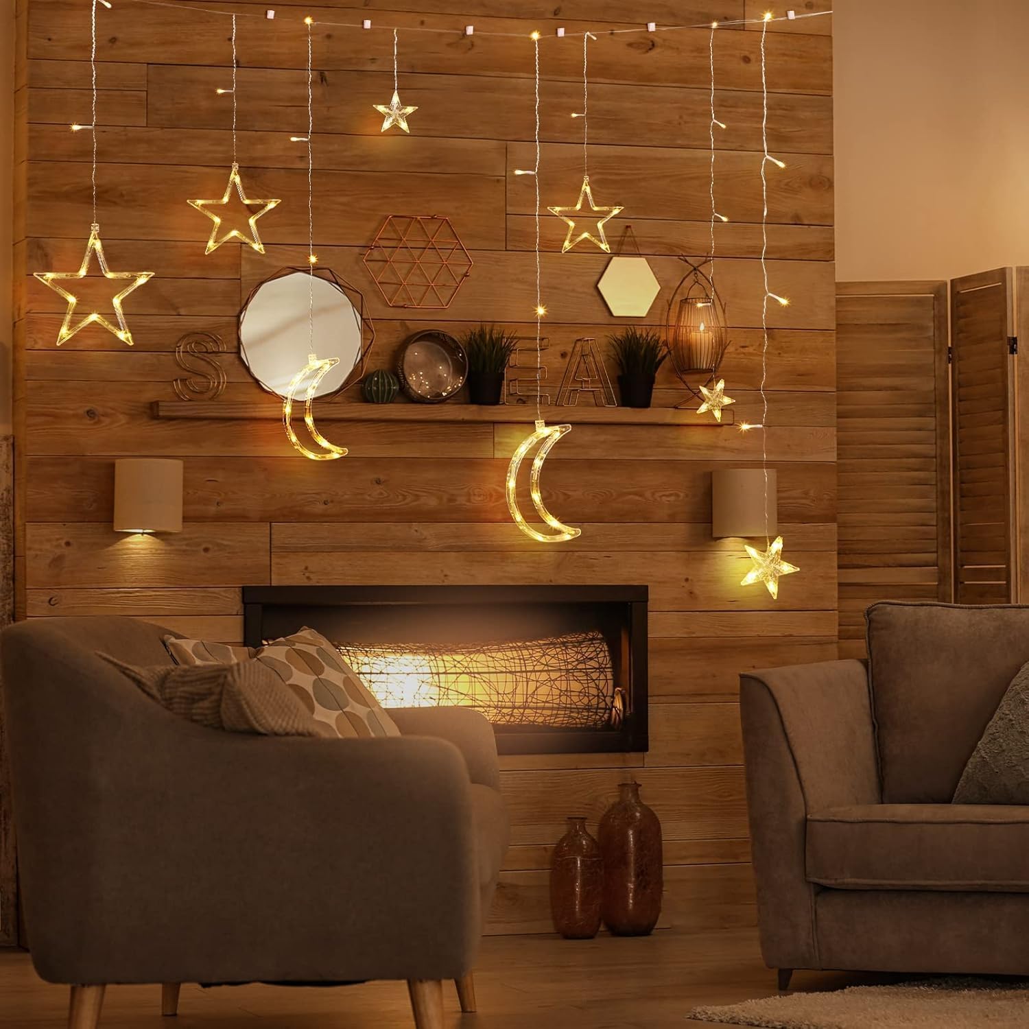 Moon Star LED Curtain String Light Warm White My Store