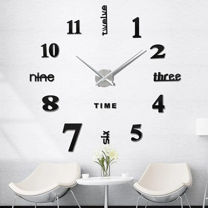 3D DIY Frameless Large Wall Clock Modern Roman Numerals