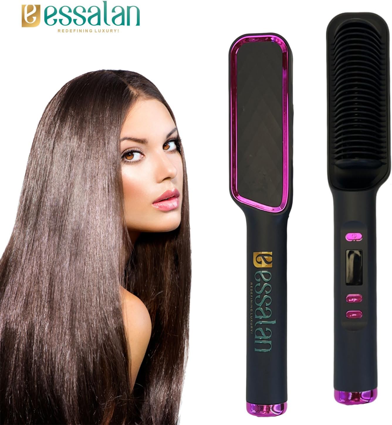 Essalan 3-in-1 Hair Straightener Brush with Built-in Comb Essalan Shop