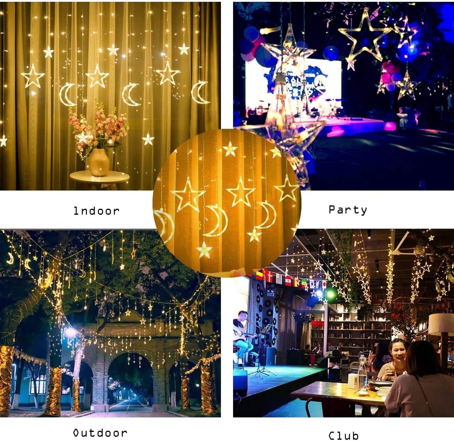 Moon Star LED Curtain String Light Warm White My Store