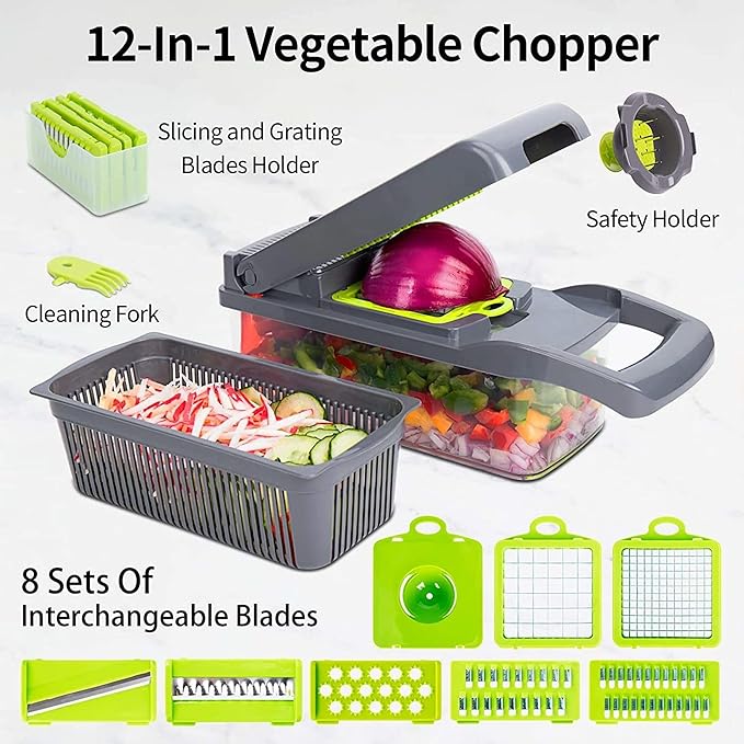 GRAVIT 12-in-1 Multi-Functional Vegetable Chopper Essalan Shop