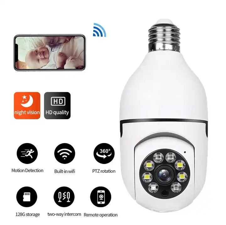 360 Rotating Wireless Panoramic Night Vision Security Camera My Store