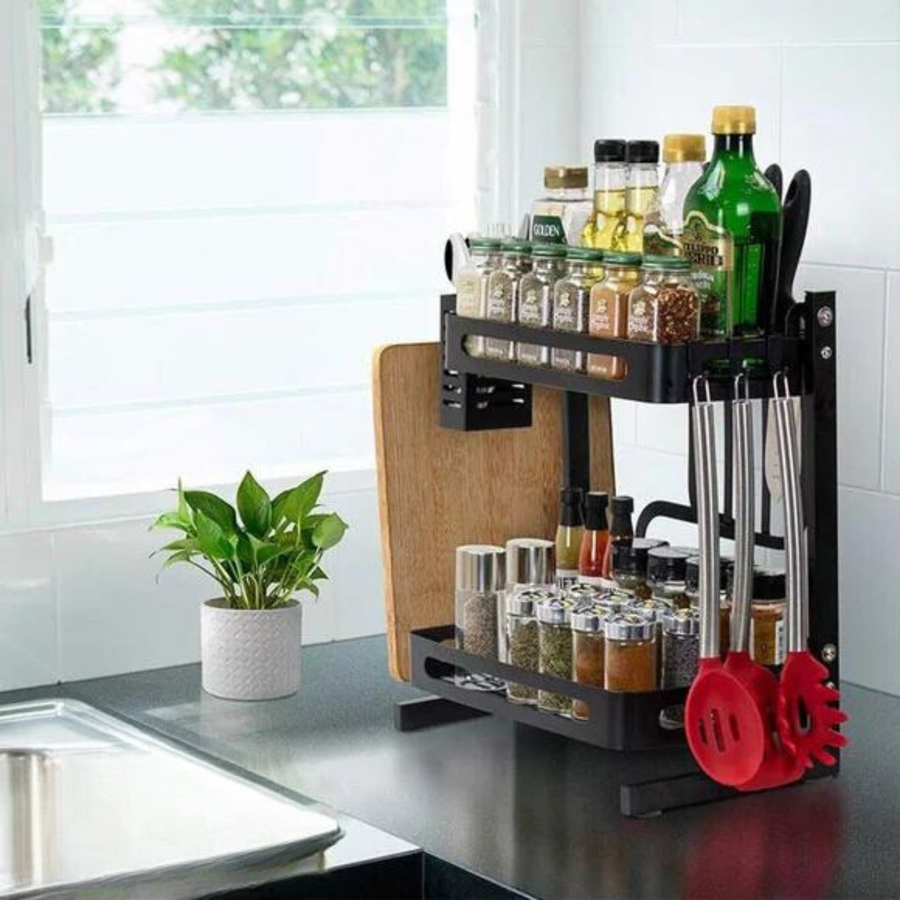 2 Tier Metal Kitchen Spice Rack Countertop Storage Organizer My Store