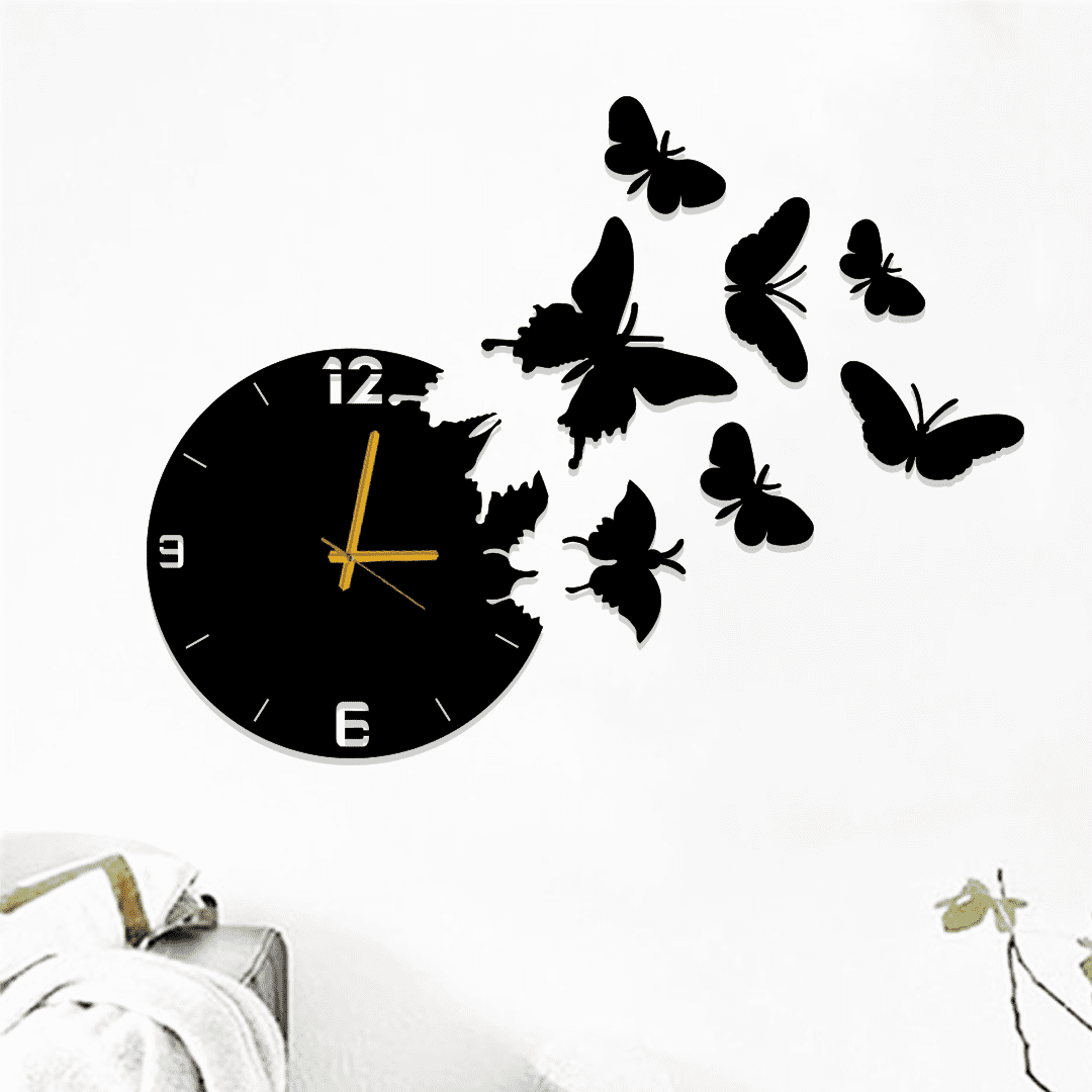 Butterflies Stars Clock