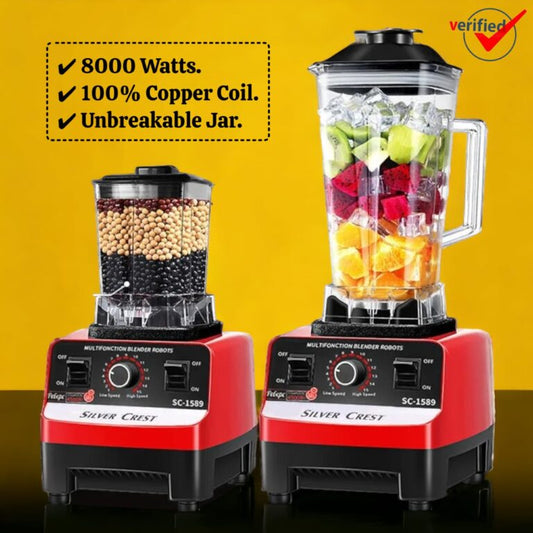 Silver Crest Heavy Duty Commercial Grade Blender With 2 Jars Smoothies Crusher and Shakes