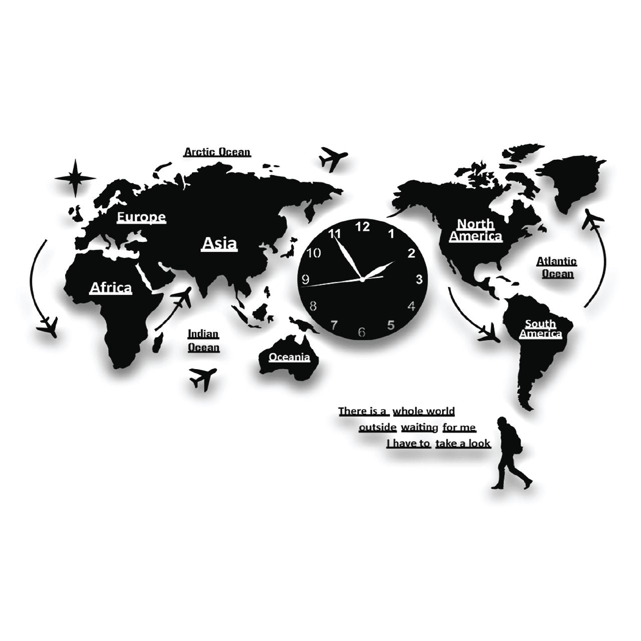 World Map Clock | Acrylic Wall Clock Flexyko