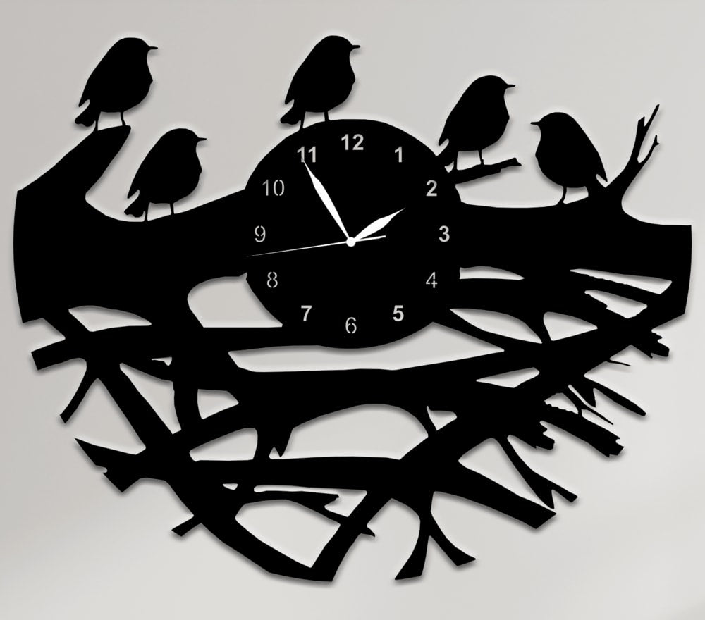 Cut Birds & Nest Wall Clock