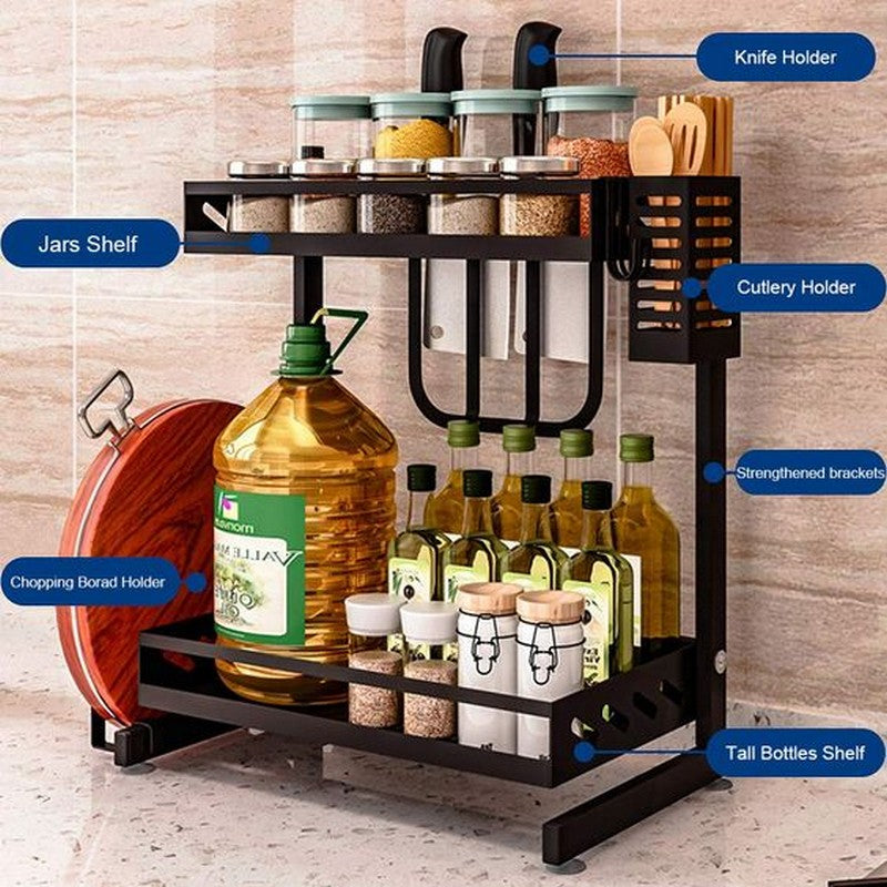 2 Tier Metal Kitchen Spice Rack Countertop Storage Organizer My Store